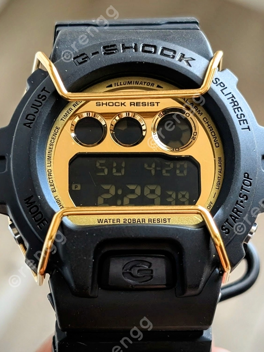 G-Shock Digital Watch Black Gold Bumper Guard Military Multifunction